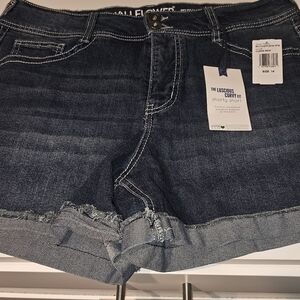 Wallflower Dark Blue Jean Shorts Luscious Curvy Fit With Bling - Women's Size 14